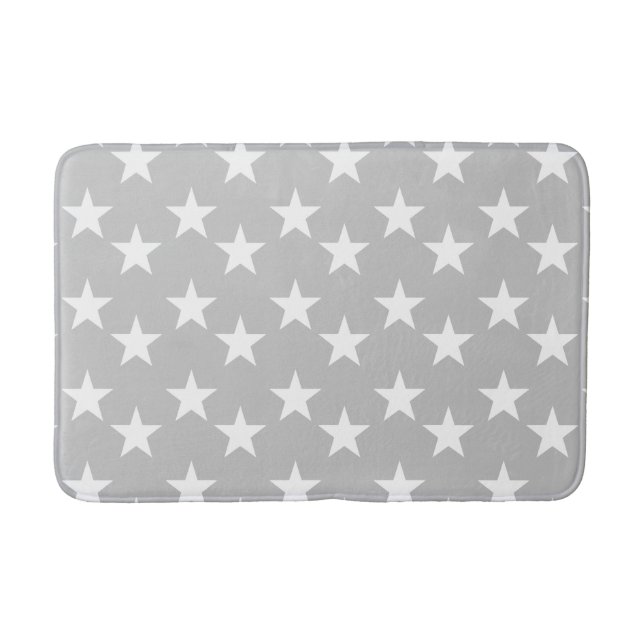 Gray and White Star Pattern Foam Bath Mat (Front)