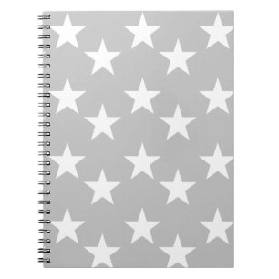 Gray and White Star Print Notebook