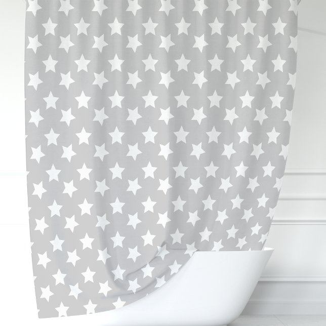 Gray and White Stars Shower Curtain (Creator Uploaded)