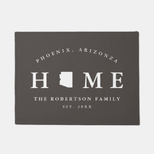 Gray and White State of Arizona Map Mat, Doormat