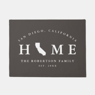 Gray and White State of California Map Mat, Doormat