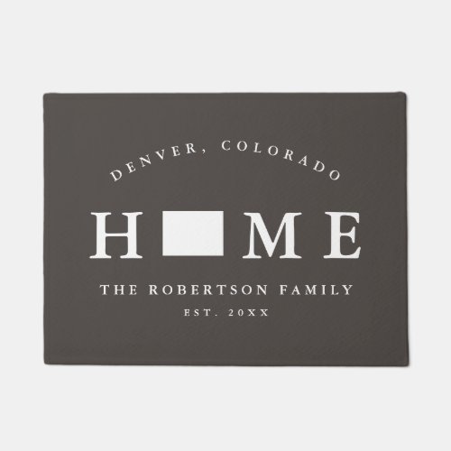 Gray and White State of Colorado Map Mat Doormat