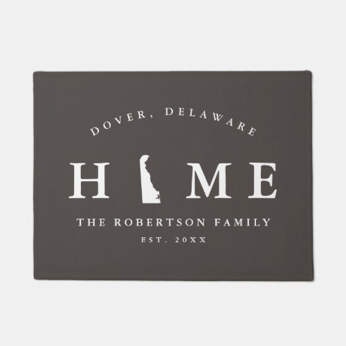 Gray and White State of Delaware Map Mat Doormat