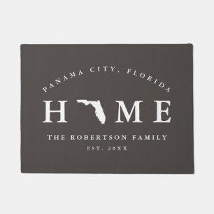 Gray and White State of Florida Map Mat, Doormat