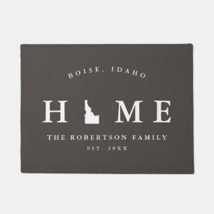 Gray and White State of Idaho Map Mat, Doormat