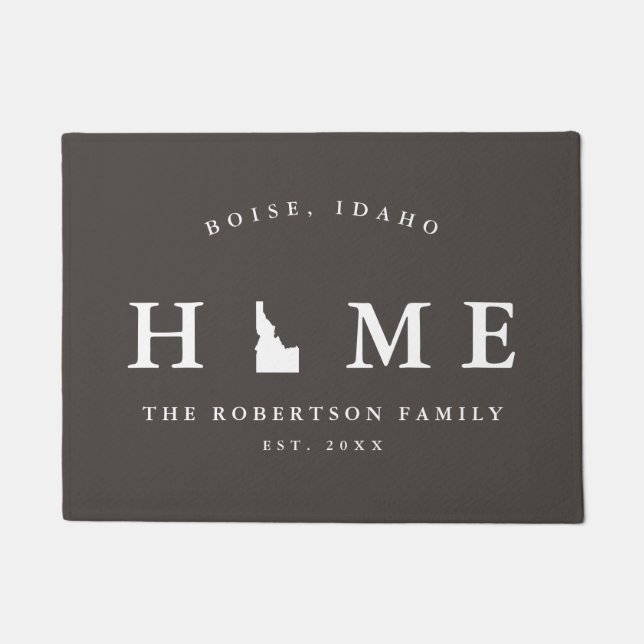 Gray and White State of Idaho Map Mat, Doormat (Front)