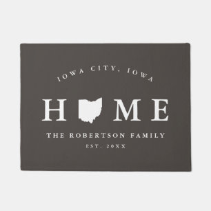 Gray and White State of Iowa Map Mat, Doormat