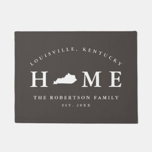 Gray and White State of Kentucky Map Mat, Doormat