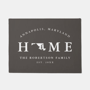 Gray and White State of Maryland Map Mat, Doormat