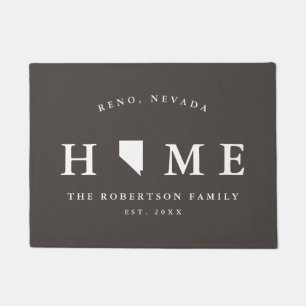 Gray and White State of Nevada Map Mat, Doormat