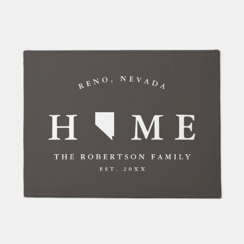 Gray and White State of Nevada Map Mat Doormat