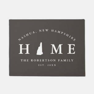 Gray and White State of New Hampshire Map Mat, Doormat