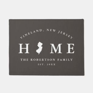 Gray and White State of New Jersey Map Mat, Doormat
