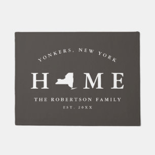 Gray and White State of New York Map Mat, Doormat