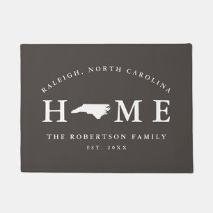 Gray and White State of North Carolina Map Mat, Doormat