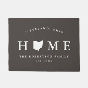 Gray and White State of Ohio Map Mat, Doormat