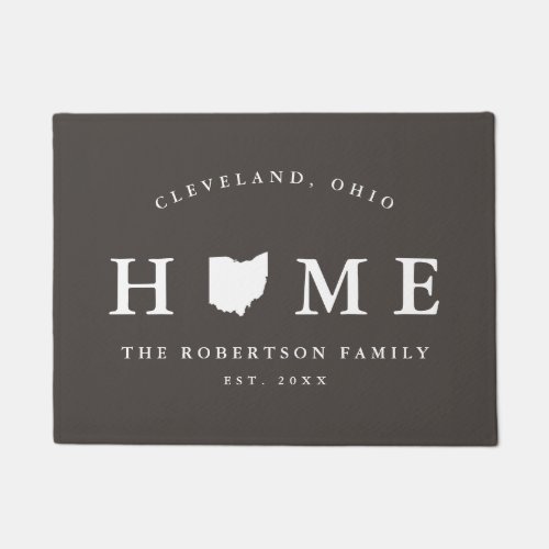 Gray and White State of Ohio Map Mat  Doormat