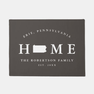Gray and White State of Pennsylvania Map Mat, Doormat