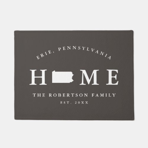 Gray and White State of Pennsylvania Map Mat Doormat