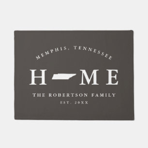 Gray and White State of Tennessee Map Mat, Doormat