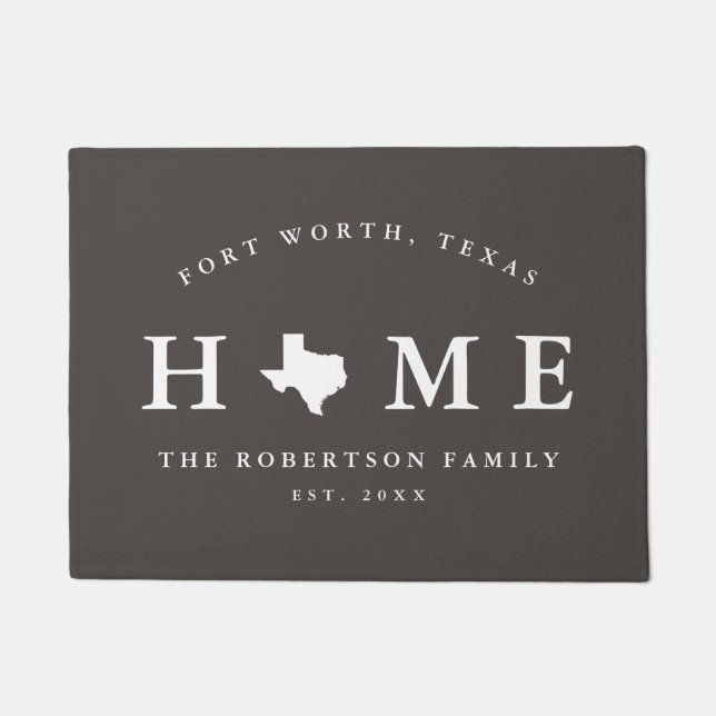 Gray and White State of Texas Map Mat, Doormat (Front)