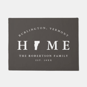 Gray and White State of Vermont Map Mat, Doormat