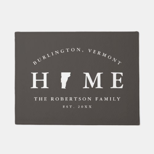 Gray and White State of Vermont Map Mat Doormat