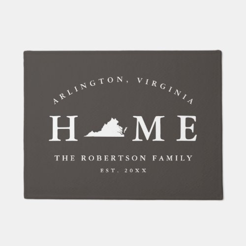 Gray and White State of Virginia Map Mat Doormat