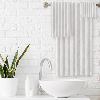 Gray And White Stripe Minimalist Modern Farmhouse Bath Towel Set