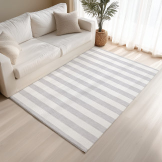 Gray And White Stripe Neutral Modern Farmhouse Rug