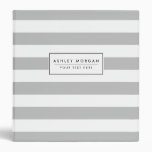 Gray and White Stripe Pattern 3 Ring Binder