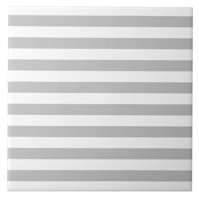 Gray and White Stripe Pattern Ceramic Tile (Front)