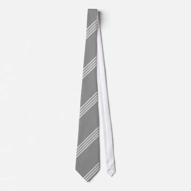 Gray and White Stripe Tie (Front)