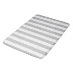 Gray And  White Striped Bath Mat