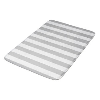 Gray And White Striped Bath Mat