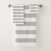 Gray And White Striped Towel Set