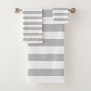 Gray And White Striped Towel Set