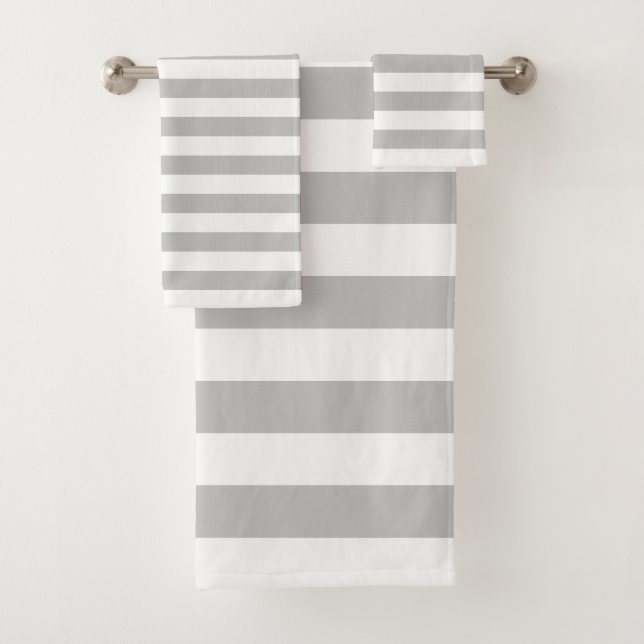 Gray And White Striped Towel Set (Insitu)