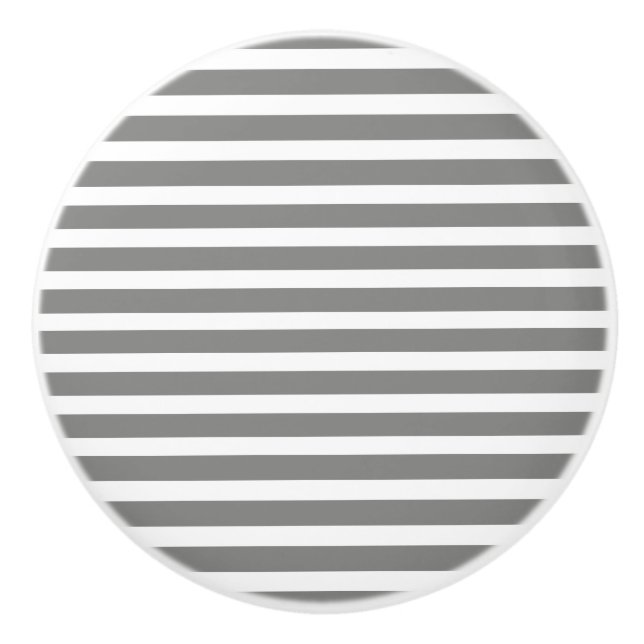 Gray and White Stripes Ceramic Knob (Front)
