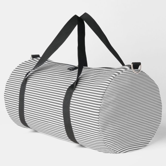 Gray and white stripes duffle bag (Left Corner)