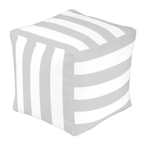 Gray and White Stripes  Editable Colors Pouf