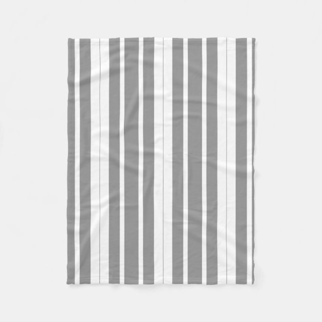 Gray and white Stripes Fleece Blanket (Front)
