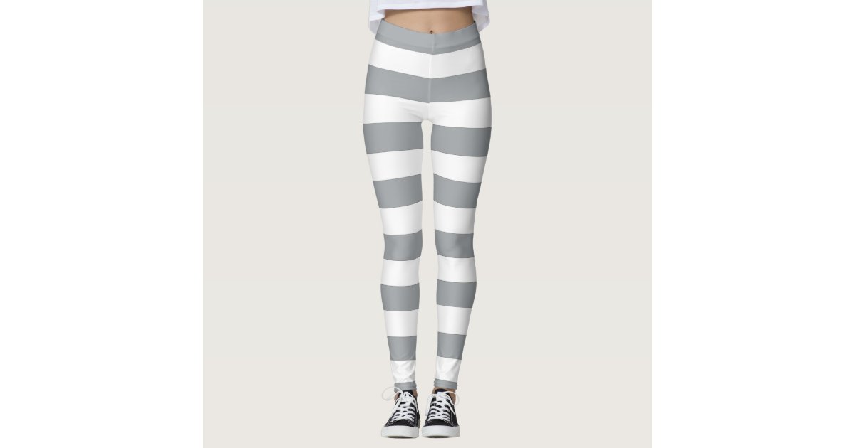 Gray and White Stripes Leggings | Zazzle