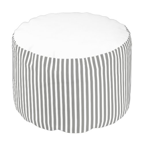 Gray and White Stripes Pouf