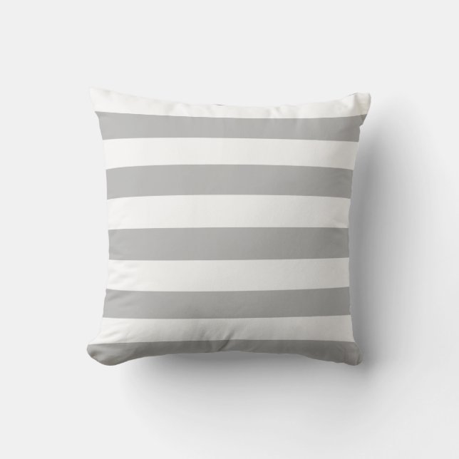 Gray and White Stripes Throw Pillow (Front)