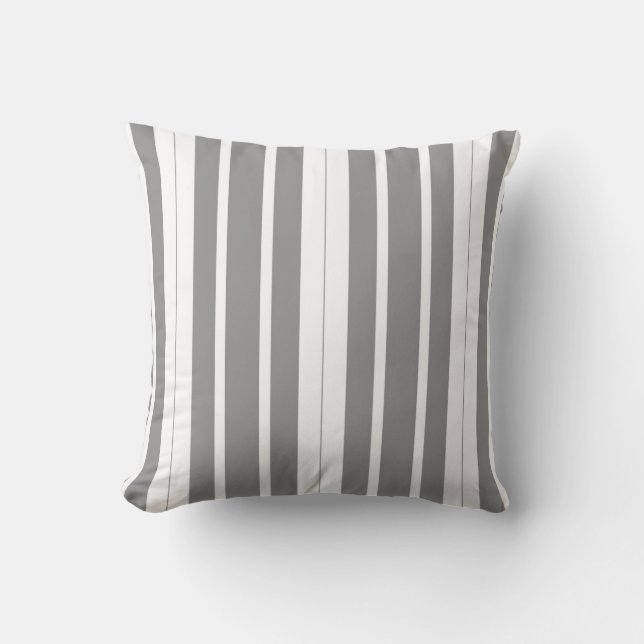 Gray and white Stripes Throw Pillow (Front)