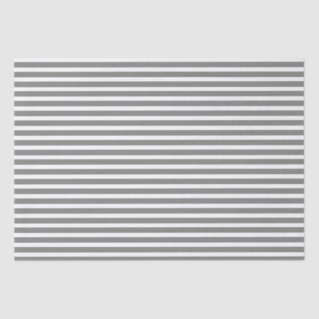 Gray and White Stripes Tissue Paper (Front)