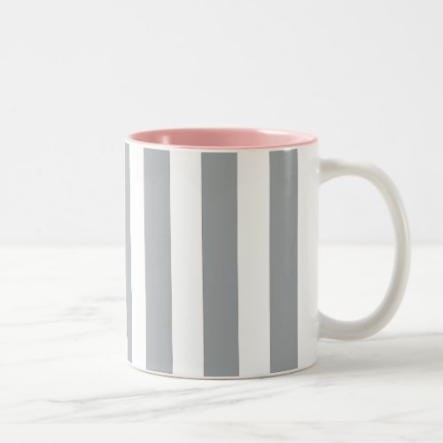 Gray and White Stripes Two_Tone Coffee Mug