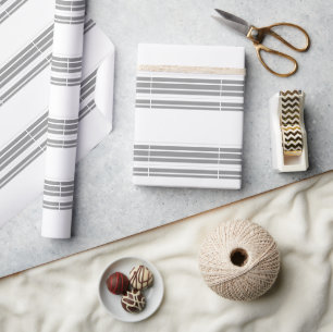 Gray and white Stripes Wrapping Paper