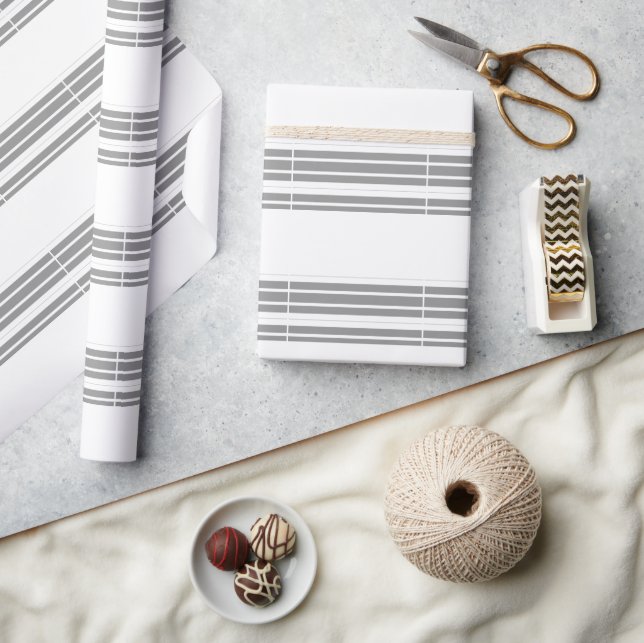 Gray and white Stripes Wrapping Paper (Crafts)